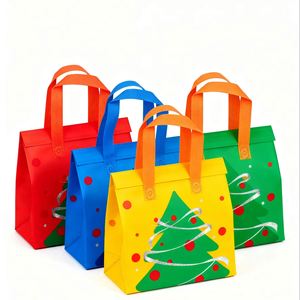 Sac fourre-tout non tissé imprimé Noël, résistant à l'huile, réutilisable, pour emballage de sandwichs, écologique, sac à emporter recyclable - Product Image 1