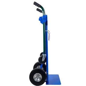 JH-Mech Hand Truck Cart With Inflatable Wheel Durable Workshop Metal Folding Convertible Hand Truck Stairs Trolley