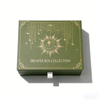 Boîte à tiroirs rigide de luxe personnalisée pour bijoux - Style tiroir double avec impression dorée sur papier kraft, organiseur cadeau