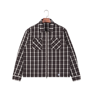 Commercio all'ingrosso camicia di flanella con Zip in cotone in popeline 100% personalizzata per gli <span class=keywords><strong>uomini</strong></span> <span class=keywords><strong>a</strong></span> maniche lunghe stile Casual camicie <span class=keywords><strong>a</strong></span> quadri da uomo Plus Size - Product Image 1