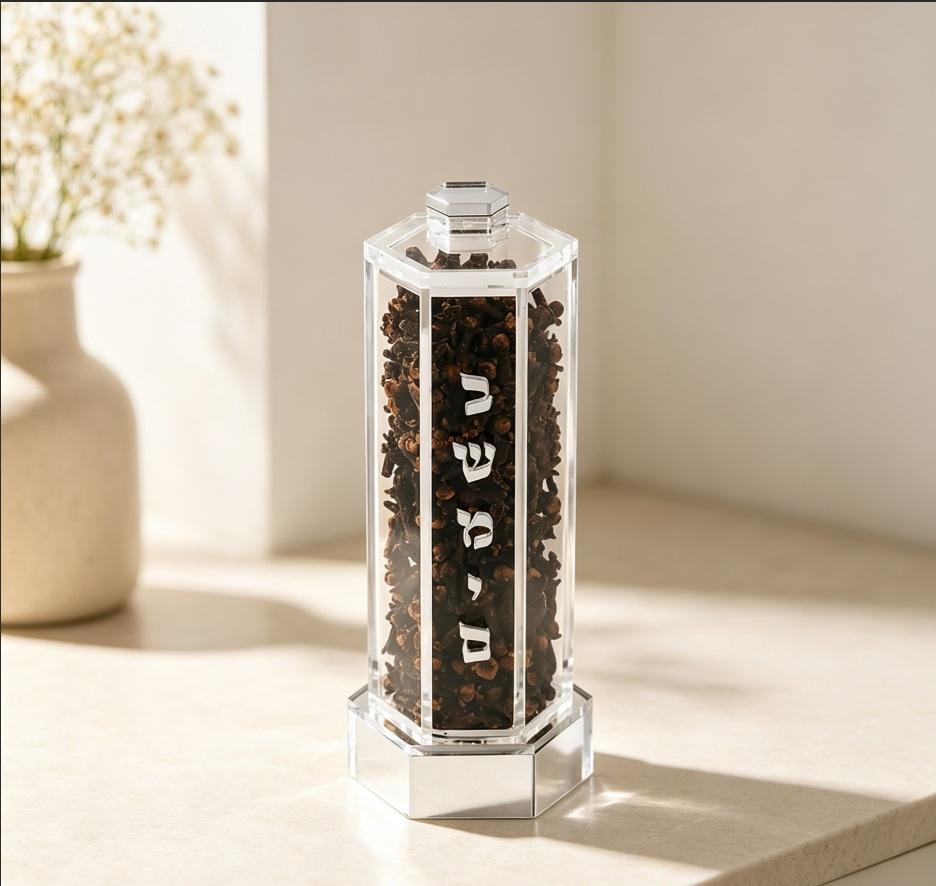 Factory Custom,Luxury Hexagonal Acrylic Besamim Spice Holder with Gold ...