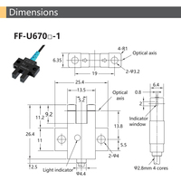 Capteur optique FF-U670, micro-fente, LED infrarouge NPN normalement ouverte/fermée, avec câble de connexion