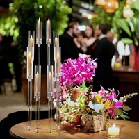 CHAUDE 3/5/6 Bras Acrylique Candélabres Centres de Table Cristal Chandeliers Pilier Cône Chandeliers pour Salon Manteau Décoration