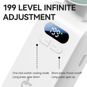 <b>Usb</b>-C Rechargeable Neck 199 Levels Digital Display Silent Handheld Cooling Fan for Outdoor Activities - Product Image 4