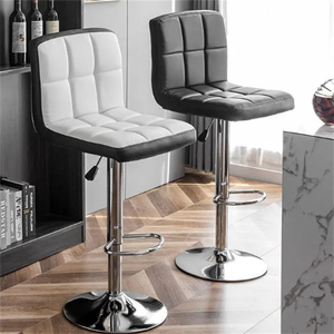 <span class=keywords><strong>Taburete</strong></span> de Bar Giratorio de Cuero Moderno con Altura Ajustable y Estructura de Hierro para Bar en Casa y Comedor - Sillas Altas para Barra - Product Image 2