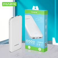 Maimi Vente en gros Batterie externe portable ultra fine 10000mah pour téléphone pas cher OEM Logo personnalisé Batterie USB lithium pour l'extérieur Powerbank