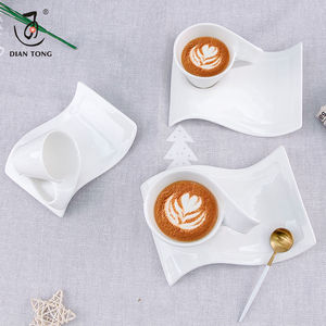 DianTong Bo Lang Series 200ml Restaurant White Printed Ceramic Coffee <strong>Cups</strong> Logo Customer Porcelain Espresso <strong>Cup</strong> Tea <strong>Cup</strong> <strong>Saucer</strong> - Product Image 4