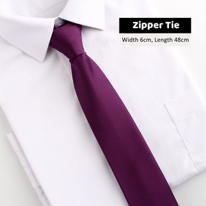 Nueva moda Color sólido rayas a cuadros 6cm poliéster conveniente cremallera <span class=keywords><strong>corbata</strong></span> <span class=keywords><strong>traje</strong></span> Formal <span class=keywords><strong>traje</strong></span> de negocios hombres decoración corbatas - Product Image 6