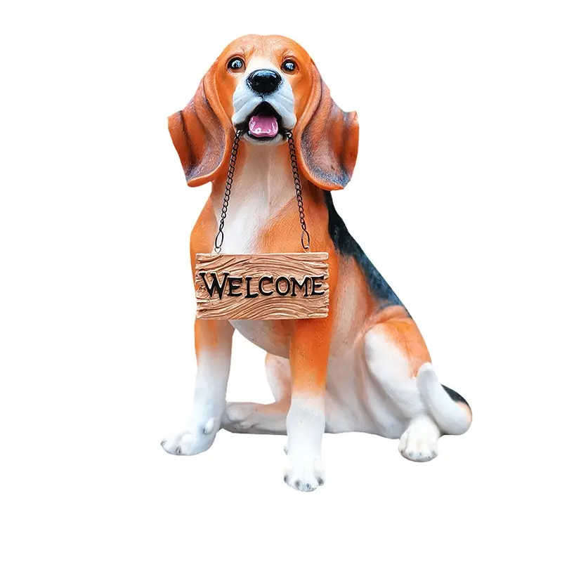 Escultura de resina de perro personalizada de fábrica para decoración de patio, jardín al aire libre