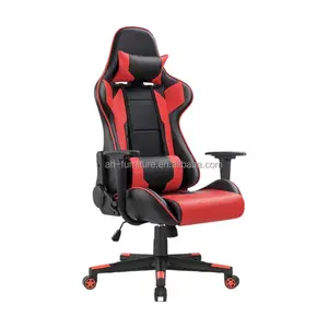 Chaise de jeu en tissu cuir pas cher, oreiller inclinable, blanc, PC Gamer, Style course, bureau, ordinateur de course, chaise avec roulettes