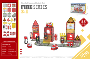 Bloques Magnéticos de Estación de Bomberos, 45 Piezas, Bloques de Construcción STEM, Juguetes de Construcción para Niños, Regalo Educativo para Niños, Tamaño Grande, DIY 3D - Product Image 3