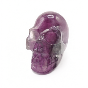 Crâne sculpté à la main en pierre de fluorite naturelle - reiki/chakra/guérison - artisanat en cristal - poids 334 g (0,74 lb) et 3 pouces - Product Image 2