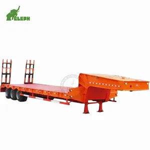 Hot sale 80 ton 4 axles heavy load lowboy semi lowbed trailer flatbed car trailers carrier hydraulic low bed trucks transport