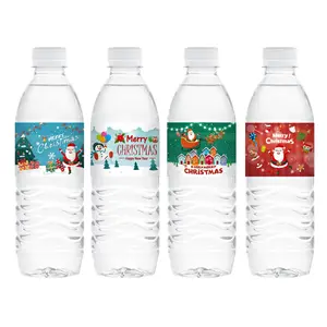 24 pezzi adesivo per bottiglie d'acqua di Natale con carta da gioco per feste in famiglia 2024 layout del luogo dell'atmosfera di festa