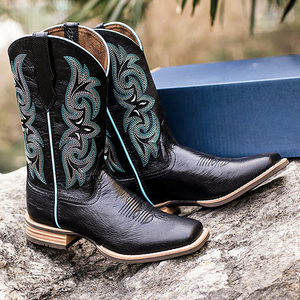 Élégant Goodyear Welt <span class=keywords><strong>bottes</strong></span> de cowboy pour femmes en cuir véritable confortable bout carré <span class=keywords><strong>bottes</strong></span> pour femmes chaussures <span class=keywords><strong>plates</strong></span> pour femmes - Product Image 2