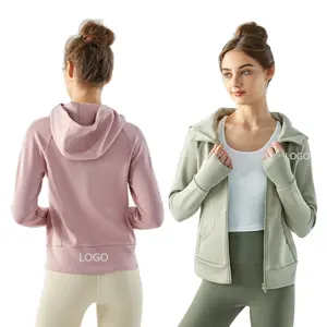 2024 Sports d'hiver Fitness coton broderie logo fermeture éclair complète vêtements d'entraînement pour femmes Yoga chaud