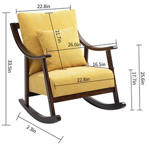 DB Woven Fabric Mid Century Modern Accent Glider Arm <b>Chair</b> Comfortable <b>Upholstered</b> Solid Wood for Home Office Living Room - Product Image 1