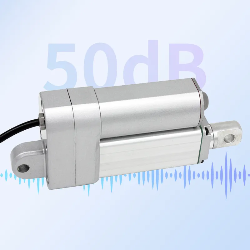 Atuador elétrico de baixo nível de ruído, motor DC de 12 volts à prova d'água, 24V 3000N, pequeno, linear, 50mm, preço para sala de estar, pele