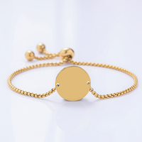 Bracelet chaîne à disques ronds en acier inoxydable Ywyougang, personnalisable par gravure, multicolore pour femmes, à porter au quotidien et en cadeau
