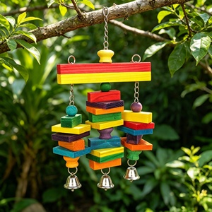 Juguete Resistente de Madera Maciza para Loros con Cadena de Acero Inoxidable, Estimula los Instintos de Masticación y Búsqueda de Alimentos - Product Image 6
