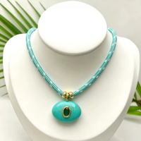 Collier pendentif disque en quartz rose et œil de tigre plaqué or 18 carats fait main, pierre naturelle de guérison avec zircon pavé