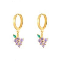 Gemnel zircons de couleur vive, breloque de fruit, carotte, pêche, pastèque, raisin, pendentif, cerceau, boucles d'oreilles pour filles