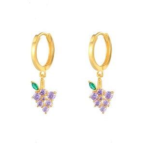 Gemnel zircons de couleur vive, breloque de fruit, carotte, pêche, pastèque, <span class=keywords><strong>raisin</strong></span>, pendentif, cerceau, boucles <span class=keywords><strong>d</strong></span>'oreilles pour filles - Product Image 4