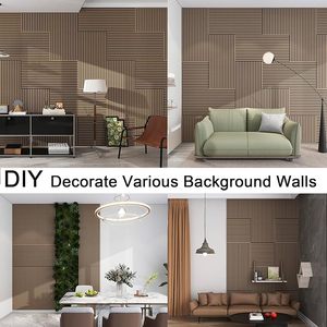 Gegroefde houten polyester brandwerende milieuvriendelijke geluidsabsorberende panelen, peel-and-stick akoestische panelen voor woonkamer en slaapkamer - Product Image 5
