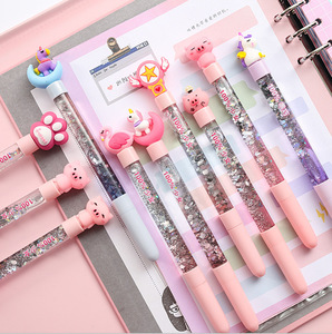 Penna <span class=keywords><strong>Gel</strong></span> di Ottima Qualità per Studenti, Bacchetta Magica Rosa Colorata, Design Unisex Creativo e Adorabile con Luna, Unicorno e Sabbie Mobili Liquide in Plastica - Product Image 4