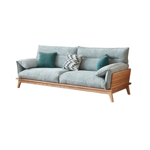 Nordic Style Solid Wood <b>Sofa</b> L-Shaped Fabric Upholstered Living Room Furniture For Adults And Elderly - Product Image 1
