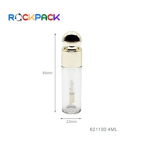 Tube de gloss à lèvres en plastique transparent personnalisé de 4 ml avec logo, emballage cosmétique