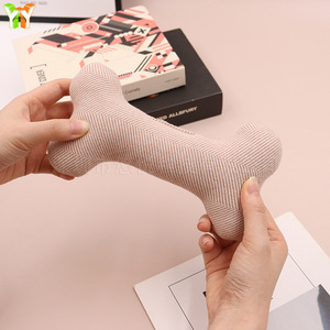 <b>Dog</b> Bone Chew Toy Cotton Squeaky Durable For Puppies Pet Toys Beige Dark Gray Black <b>Light</b> Brown Pink - Product Image 2