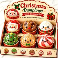 Pack de jouets squishy de Noël transfrontalier, jouets à presser en forme de pain de Noël de dessin animé, jouet sensoriel souple de décompression pour cadeau de Noël