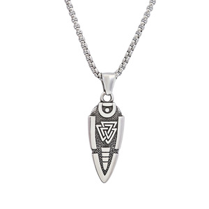 Yunnique-collar de acero inoxidable para hombre, colgante de flecha, logotipo triangular vikingo, joyería de moda, regalo - Product Image 5