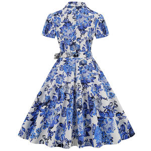 Vestido Vintage de algodón para <span class=keywords><strong>mujer</strong></span>, vestido Retro de talla grande con flores, Swing <span class=keywords><strong>Rockabilly</strong></span>, 1950s, 60s - Product Image 3