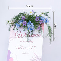 Guirlande de fleurs artificielles suspendues en soie bleu-violet, faite à la main, durable, pour arche de mariage, toile de fond, location de fête, fenêtre, extérieur