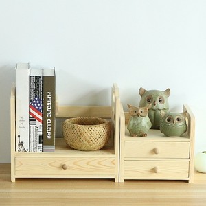 Desktop Wooden <b>Storage</b> <b>Box</b> With <b>Drawers</b> Rectangle Natural Wood Color Solid Color Covered Compartments Office Dormitory Organizer - Product Image 1