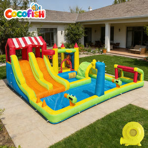 Château gonflable portable Cocofish pour enfants, structure de jeux multi-activités, maison de rebond commerciale avec toboggan de course pour <span class=keywords><strong>location</strong></span> événementielle - Product Image 1