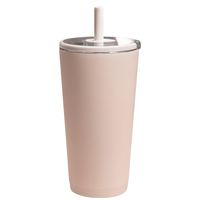 Vaso térmico cilíndrico de acero inoxidable 304 de doble pared con tapa deslizante para pajita, acabado mate, estándar, a prueba de fugas, bajo MOQ