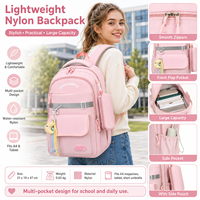 Sac à dos scolaire grande capacité 31x19x47cm, multi-poches, léger, pour les études quotidiennes, les trajets et les voyages