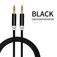Kabel Audio Konduktor Tembaga Kepang AUX 1M Mobil 3.5mm Male to Male Stereo Headphone Ponsel AU-004-1 Penjualan Langsung Pabrik