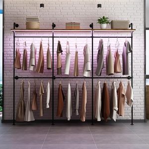 Industrial Pipe Clothes Racks with Shelves <strong>Wall</strong> Mounted Heavy Duty Industrial Pipe <strong>Shelving</strong> - Product Image 5