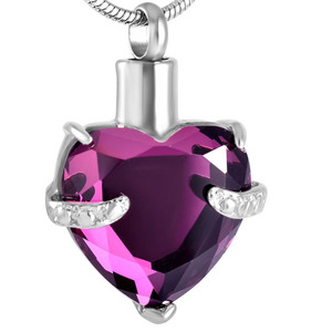 Kalung Urn Kristal Batu Kelahiran Bentuk Hati dari Baja Anti Karat untuk Abu Jenazah, Kenang-kenangan Memorial, Urn Batu Kelahiran untuk Abu Kremasi - Product Image 2
