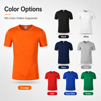 T-shirt orange uni prêt à expédier en gros, logo personnalisé, faible MOQ, respirant, en polyester, à manches courtes, pour hommes et femmes