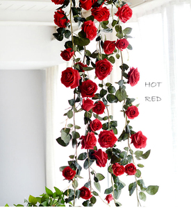 Guirnaldas de Rosas Blancas Artificiales de Seda, Enredaderas de Rosas Colgantes, Plantas de Hiedra de Rosas para Decoración de Arreglos de Arco de Oficina para Bodas - Product Image 6