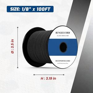 Cuerda Elástica Negra de 3mm, Cuerda Elástica Resistente para Tiendas de Campaña, Kayaks, Lonas, Remolques, Mochilas y Actividades al Aire Libre - Product Image 2