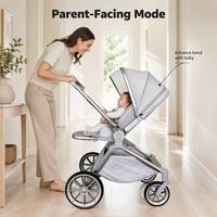Poussette 3-en-1 de luxe avec siège auto pour bébé, nacelle et siège réversible, système de voyage haut de gamme – Vente en gros directe usine