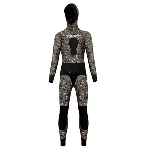 Traje de buceo de dos piezas personalizado de alta calidad 5mm cuerpo completo hombres mujeres traje de neopreno sin cremallera traje de pesca submarina