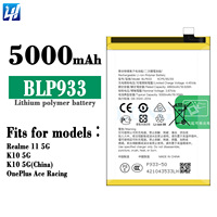 Batterie de téléphone BLP933 pour téléphone OPPO Realme 11 5G/K10 5G/K10 5G (Chine)/OnePlus Ace Racing Phone