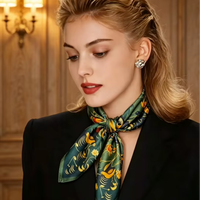 Écharpe de lit en soie tissée 100% personnalisée pour femmes, 10 cm, imprimé floral vert, foulard en satin